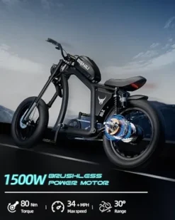 BIGNIU BG-X Electric Bike for Adults 1500W Brushless Motor with 48V/31.5Ah Battery, 34+ MPH Up to 40 Miles Range 20″ *5″ Fat TireFront/Rear Turn Signal, Dual Suspension Black