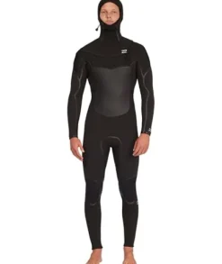 Billabong Mens 5/4mm Absolute Plus Chest Zip Hooded Fullsuit Wetsuits Black 23