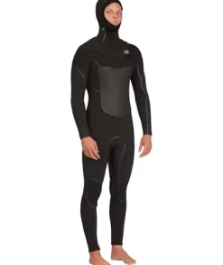 Billabong Mens 5/4mm Absolute Plus Chest Zip Hooded Fullsuit Wetsuits Black 23 Small