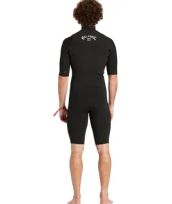 Billabong Mens 2/2mm Absolute Chest Zip Short Sleeve Springsuit Black