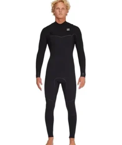 Billabong Mens 4/3mm Furnace Chest Zip Fullsuit Wetsuit Black 23 Large
