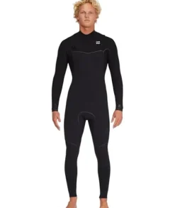 Billabong Mens 4/3mm Furnace Chest Zip Fullsuit Wetsuits Black 23 Medium