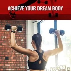 BK BodyKore Rubber Coated Hex Dumbbell Set with Frame & Commercial Rack Black