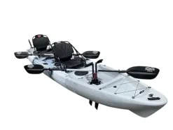 BKC Brooklyn 13.5 Tandem Pedal Kayak Sit On Top Fishing Kayak Grey Camo