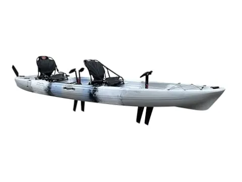 BKC Brooklyn 13.5 Tandem Pedal Kayak Sit On Top Fishing Kayak Grey Camo