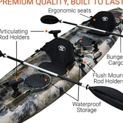 BKC TK181 Angler Tandem Fishing Kayak GreenCamo