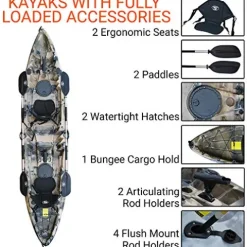 BKC TK219 Tandem Fishing Kayak Camo