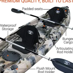 BKC TK219 Tandem Fishing Kayak Camo