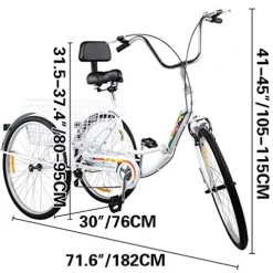 Bkisy Adult 7-Speed Tricycle White