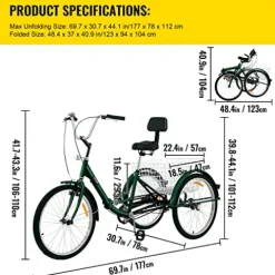 Bkisy Adult Tricycle 24” 1-Speed Green
