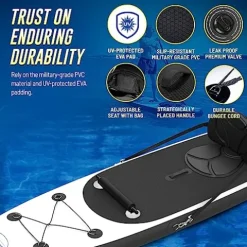 Blue Water Toys Inflatable Crossover Stand Up Paddle Board/Kayak Kit White and Black