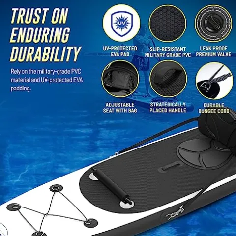 Blue Water Toys Inflatable Crossover Stand Up Paddle Board/Kayak Kit White and Black