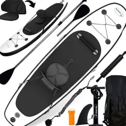Blue Water Toys Inflatable Crossover Stand Up Paddle Board/Kayak Kit White and Black