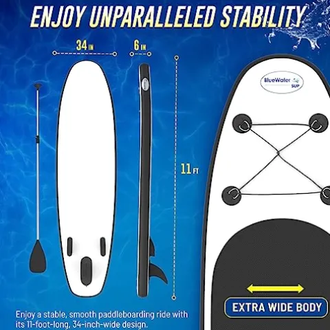 Blue Water Toys Inflatable Stand Up Paddle Board Kit Black