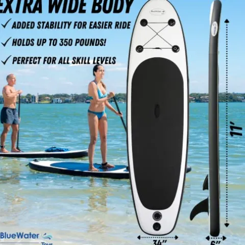 Blue Water Toys Inflatable Stand Up Paddle Board Kit Black