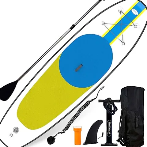 Blue Water Toys Portable Inflatable Stand Up Paddle Board Kit Turquoise/Yellow