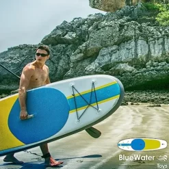 Blue Water Toys Portable Inflatable Stand Up Paddle Board Kit Turquoise/Yellow