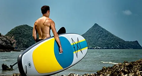 Blue Water Toys Portable Inflatable Stand Up Paddle Board Kit Turquoise/Yellow