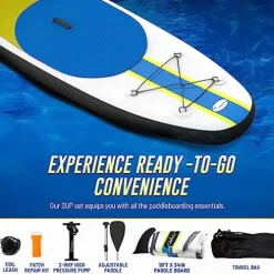 Blue Water Toys Portable Inflatable Stand Up Paddle Board Kit Turquoise/Yellow