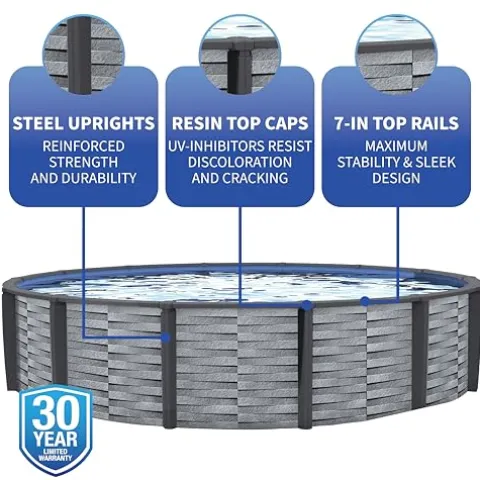 Blue Wave Affinity 27-ft Round 52-in Deep Above Ground Swimming Pool Gray