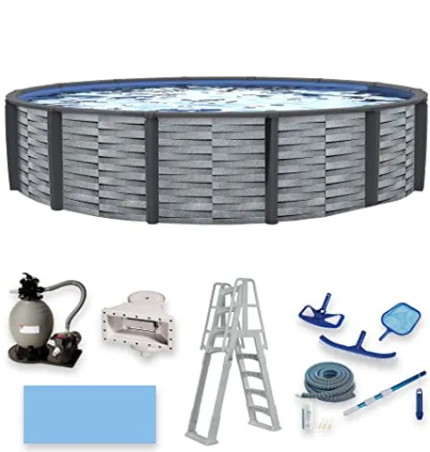 Blue Wave Affinity 27-ft Round 52-in Deep Above Ground Swimming Pool Gray