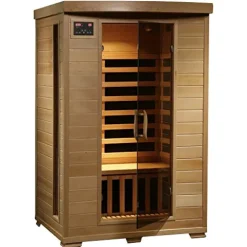 Blue Wave HEATWAVE Radiant Saunas 2-Person Hemlock Infrared Sauna Brown