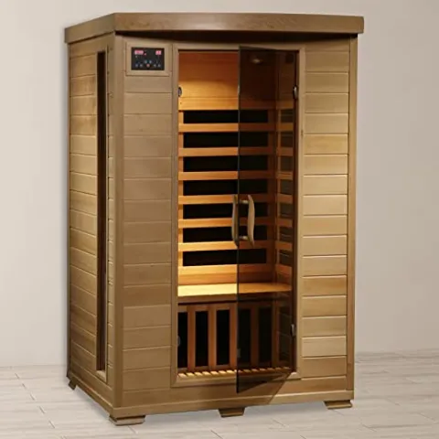 Blue Wave HEATWAVE Radiant Saunas 2-Person Hemlock Infrared Sauna Brown