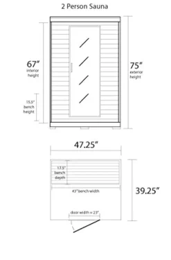 Blue Wave HEATWAVE Radiant Saunas 2-Person Hemlock Infrared Sauna Brown