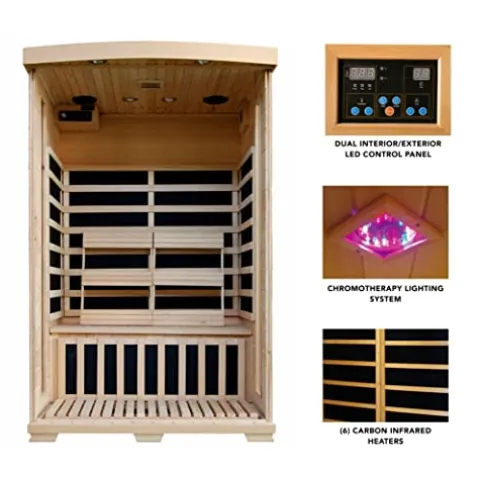 Blue Wave HEATWAVE Radiant Saunas 2-Person Hemlock Infrared Sauna Brown