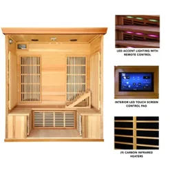 Blue Wave Radiant Saunas BSA1315 Cedar Elite 3-4 Person Infrared Sauna Wood