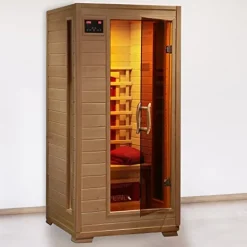 Blue Wave Radiant Saunas BSA2400 1-2 Person Hemlock Ceramic Infrared Sauna Brown
