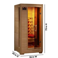 Blue Wave Radiant Saunas BSA2400 1-2 Person Hemlock Ceramic Infrared Sauna Brown