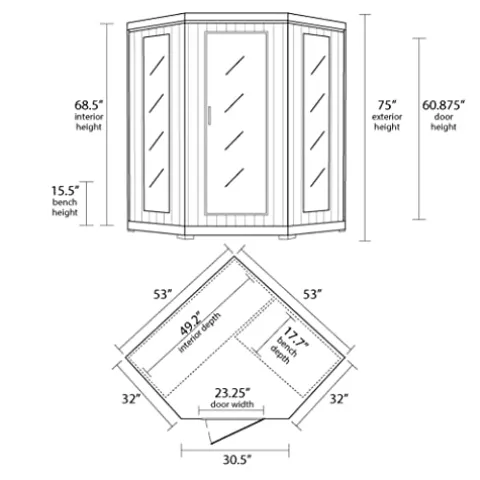 Blue Wave Radiant Saunas BSA1312 3-Person Cedar Corner Infrared Sauna