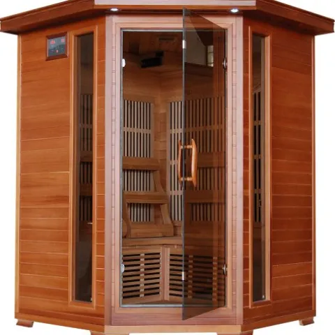 Blue Wave Radiant Saunas BSA1312 3-Person Cedar Corner Infrared Sauna