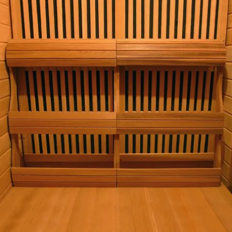 Blue Wave Radiant Saunas 4-Person Cedar Infrared Sauna with 9 Carbon Heaters, Chromotherapy Lighting, Oxygen Ionizer, Music System