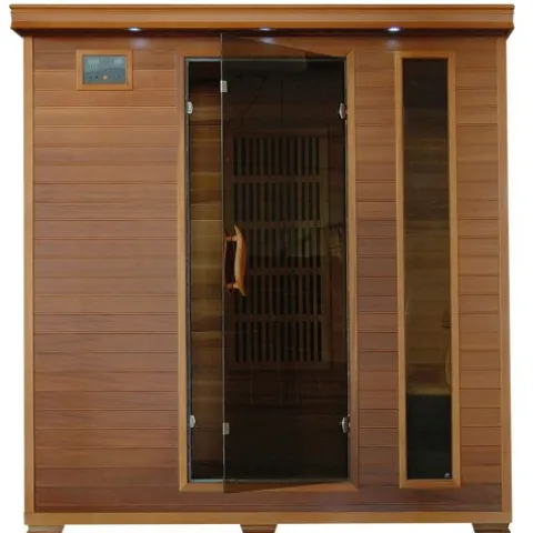 Blue Wave Radiant Saunas 4-Person Cedar Infrared Sauna with 9 Carbon Heaters, Chromotherapy Lighting, Oxygen Ionizer, Music System