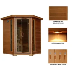 Blue Wave Radiant Saunas BSA1320 Whistler Cedar Infrared Sauna 3-4 Person