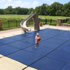 Blue Wave Rectangular In Ground Pool Safety Cover with Center Step Blue