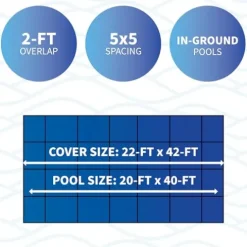 Blue Wave Rectangular In Ground Pool Safety Cover 20×40 Ft Blue