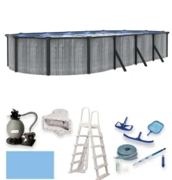 Blue Wave San Pedro 12×24-ft Oval 52-in Deep Above Ground Swimming Pool Package Gray