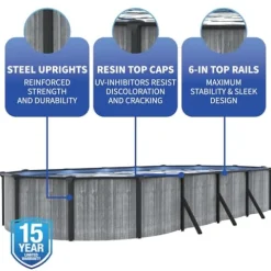 Blue Wave San Pedro 15×30-ft Oval 52-in Deep Steel Wall Pool Package Gray
