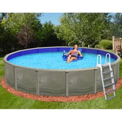 Blue Wave Trinity 18′ Round Steel Wall Pool 52″ Deep Multicolor