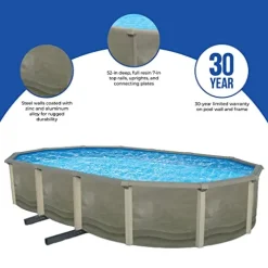 Blue Wave Trinity 18×33-ft Oval 52-in Deep Steel Wall Above Ground Pool Package Gray
