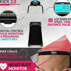 Bluefin Fitness KICK 2.0 High-Speed Folding Treadmill Black