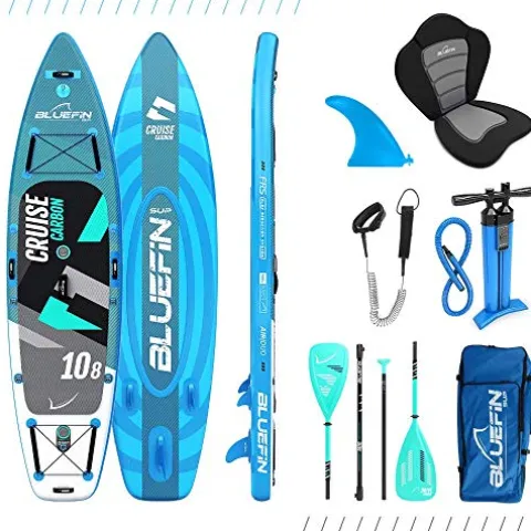 Bluefin SUP Inflatable Stand Up Paddle Board 6” Thick Kayak Conversion Kit All Accessories Carbon Blue