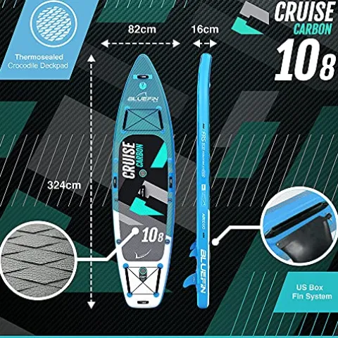 Bluefin SUP Inflatable Stand Up Paddle Board 6” Thick Kayak Conversion Kit All Accessories Carbon Blue