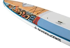 Boardworks Raven Touring All Water Stand Up Paddleboard EXP Veneer Epoxy Hardboard 12′ 6″ Bamboo/Grey/Teal