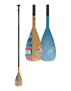 Boardworks SUP Paddle Fiberglass Blade Adjustable Carbon Fiber Shaft 70-86 Inches Carbon/Bamboo