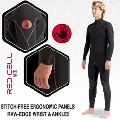 Body Glove Men’s Red Cell 4/3mm Chest-Zip Full Wetsuit Black