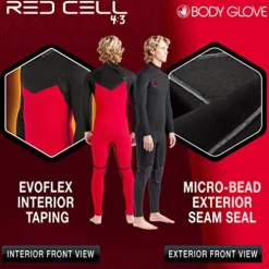 Body Glove Men’s Red Cell 4/3mm Chest-Zip Full Wetsuit Black